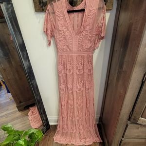 Blush Romper with Lace Overlay